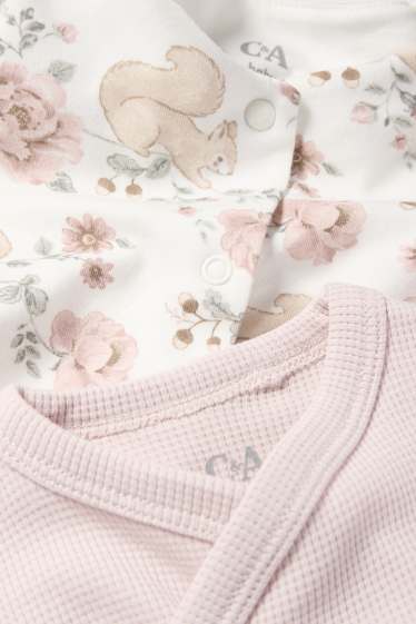 Bébés filles - Petites fleurs et écureuils - ensemble nouveau-né - 3 pièces - crème