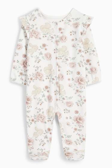 Bébés filles - Petites fleurs et écureuils - ensemble nouveau-né - 3 pièces - crème