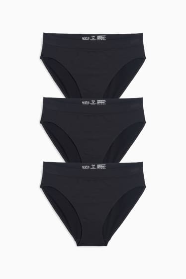 Femmes - Lot de 3 - culottes - sans coutures - noir