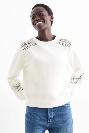 Damen - Sweatshirt - weiß