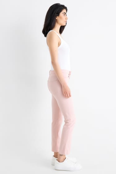 Femmes - Pantalon en toile - high waist - slim fit - rose