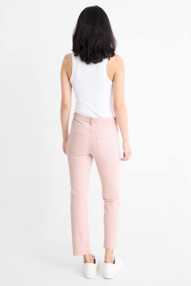 Femmes - Pantalon en toile - high waist - slim fit - rose