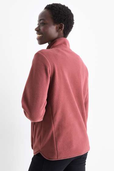 Damen - Basic-Fleece-Sweatjacke - dunkelrosa