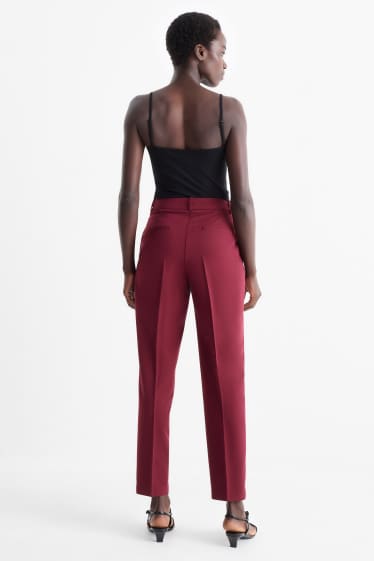 Damen - Business-Hose - Mid Waist - Slim Fit - bordeaux