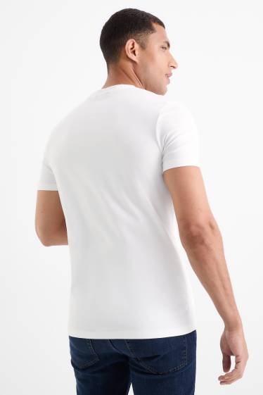 Herren - T-Shirt - Slim Fit - Flex - weiß