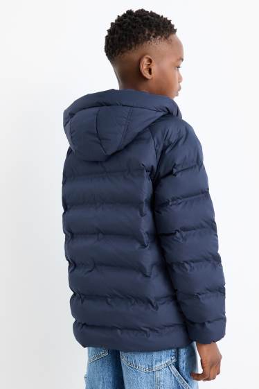 Kinder Jungen - Steppjacke mit Kapuze - wasserabweisend - dunkelblau