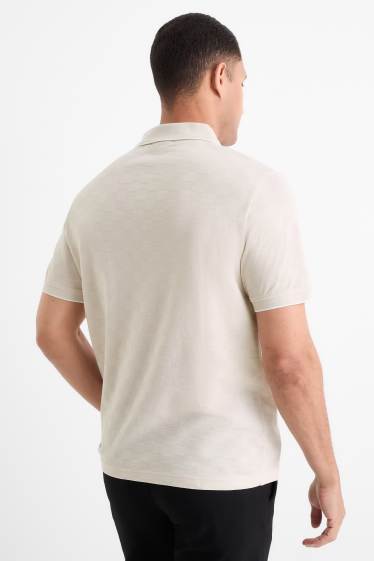 Herren - Poloshirt - kariert - hellbeige