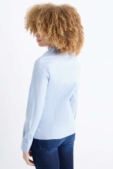 Women - Blouse - striped - light blue