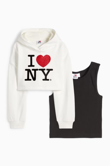 Kinder Mädchen - New York - Set - Hoodie und Top - 2 teilig - weiß