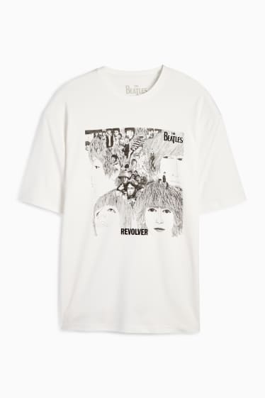 Pánské - Tričko - relaxed fit - The Beatles - bílá
