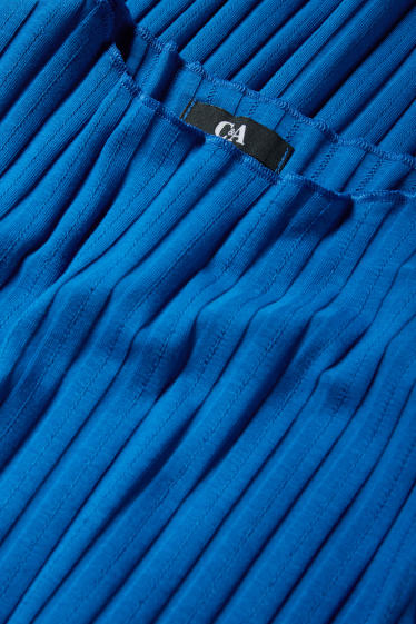 Femei - Tricou cu mânecă lungă basic - reiat - albastru