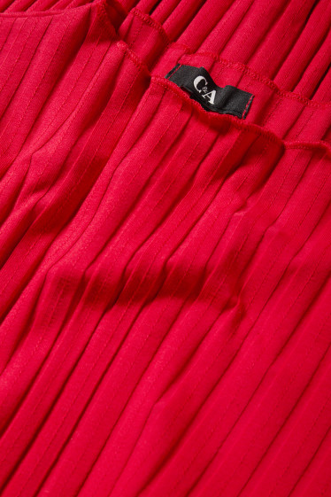 Femei - Tricou cu mânecă lungă basic - reiat - roșu