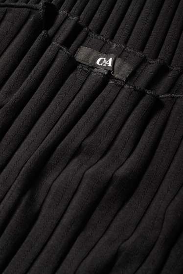 Femei - Tricou cu mânecă lungă basic - reiat - negru