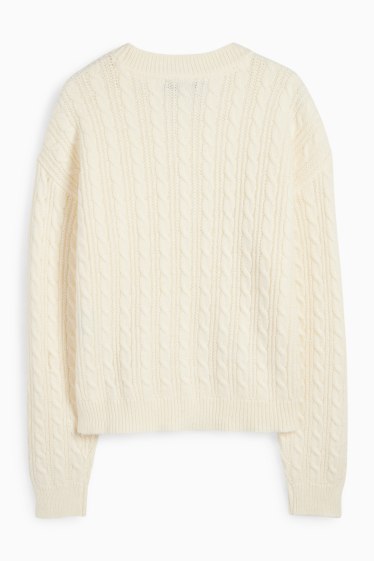 Women - Jumper - cable knit pattern - cremewhite