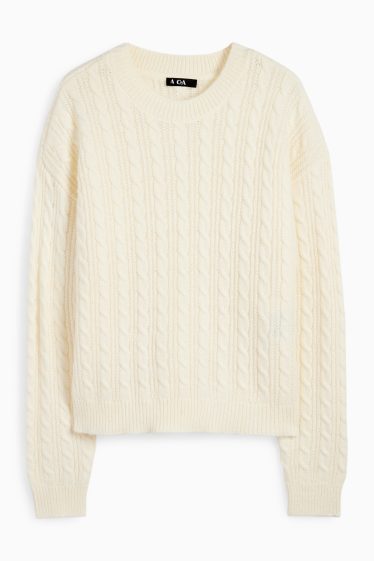 Women - Jumper - cable knit pattern - cremewhite