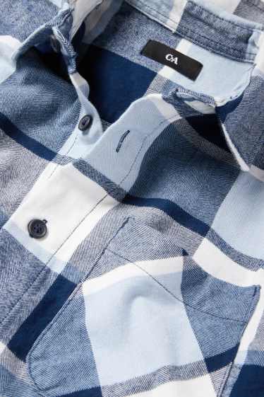 Pánské - Košile - regular fit - kent - kostkovaná - modrá