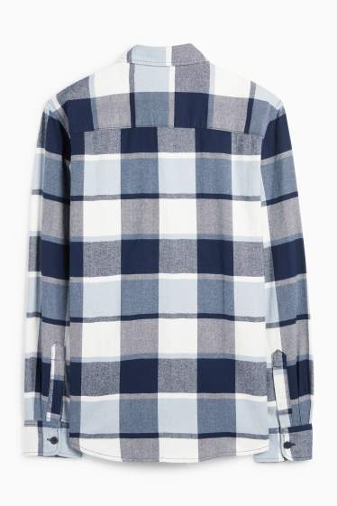 Pánské - Košile - regular fit - kent - kostkovaná - modrá