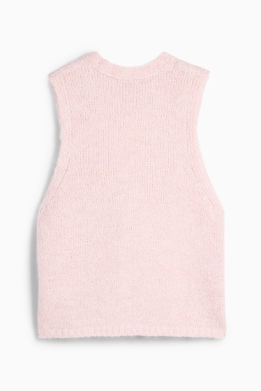 Dames - Gebreid gilet - geribd - roze