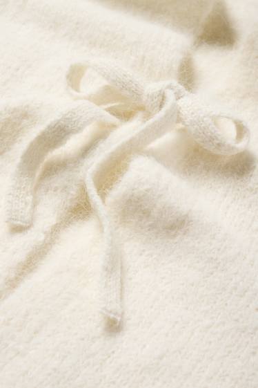Dames - Gebreid gilet - geribd - crème wit