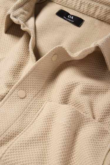 Herren - Hemd - Relaxed Fit - Kent - strukturiert - beige