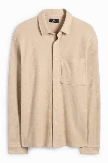 Herren - Hemd - Relaxed Fit - Kent - strukturiert - beige