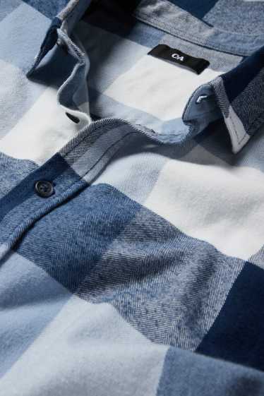 Pánské - Košile - regular fit - kent - kostkovaná - modrá