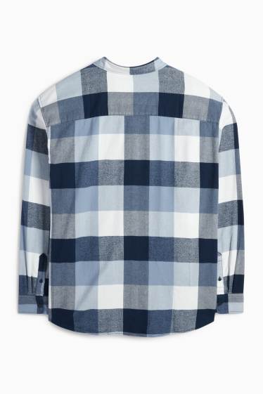 Pánské - Košile - regular fit - kent - kostkovaná - modrá