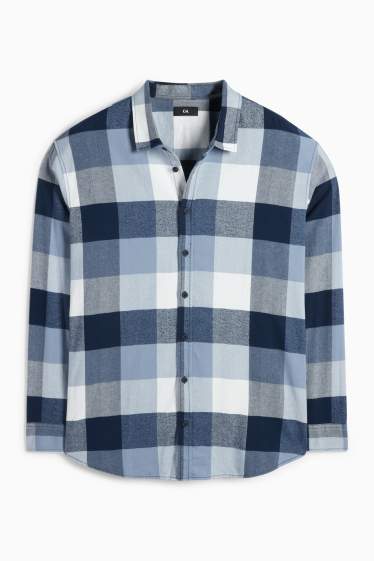 Pánské - Košile - regular fit - kent - kostkovaná - modrá