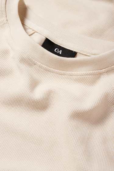Herren - Langarmshirt - strukturiert - cremeweiss