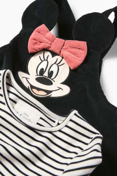 Kinderen: meisjes - Minnie Mouse - set - fluwelen jurk en longsleeve - 2-delig - zwart / wit