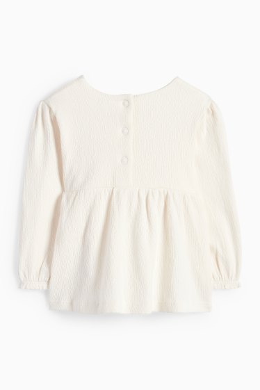 Bebeluși - fete - Floricele - tricou cu mânecă lungă bebeluși - structurat - alb-crem
