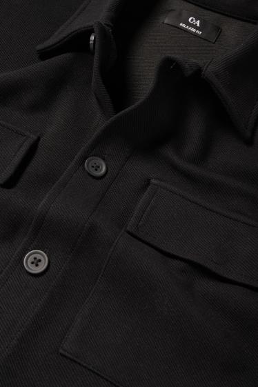 Heren - Overhemdjas - relaxed fit - kent - zwart