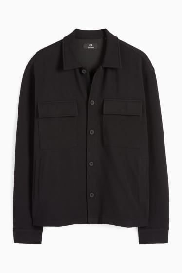 Heren - Overhemdjas - relaxed fit - kent - zwart