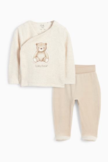Unisex - Bärchen - Erstlingsoutfit - 2 teilig - beige