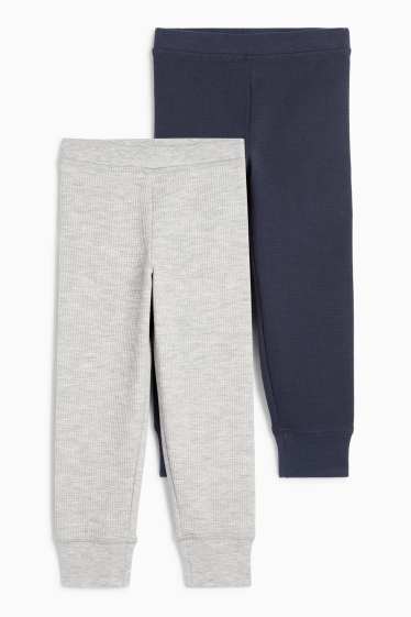 Enfants garçons - Lot de 2 - caleçons longs - texturés - bleu / gris