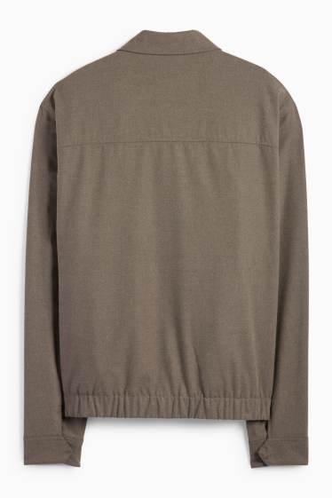 Pánské - Obleková flanelová košilová bunda - regular fit - stretch - taupe
