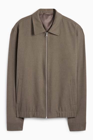 Pánské - Obleková flanelová košilová bunda - regular fit - stretch - taupe