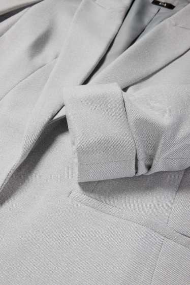 Women - Long blazer - regular fit - textured - light gray
