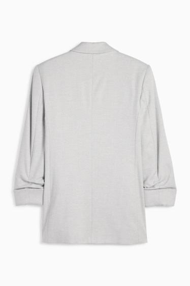 Women - Long blazer - regular fit - textured - light gray