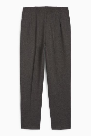 Femmes - Pantalon de toile - high waist - slim fit - texturé - gris foncé