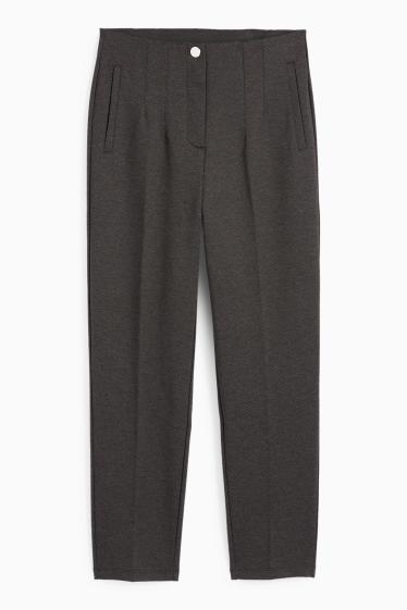 Femmes - Pantalon de toile - high waist - slim fit - texturé - gris foncé