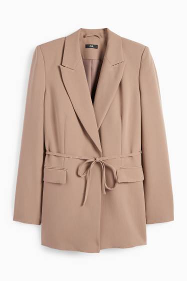 Damen - Longblazer - Relaxed Fit - taupe