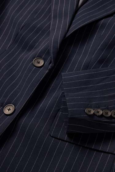 Femmes - Blazer long - regular fit - fines rayures - bleu foncé