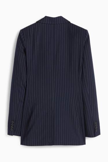 Femmes - Blazer long - regular fit - fines rayures - bleu foncé