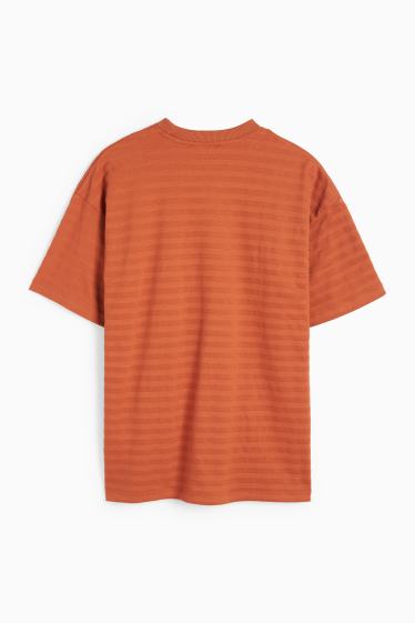Bambini - Maglia a maniche corte - a righe - tessuto tramato - havana