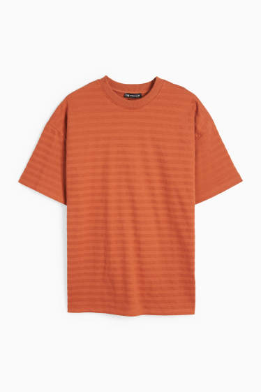 Bambini - Maglia a maniche corte - a righe - tessuto tramato - havana