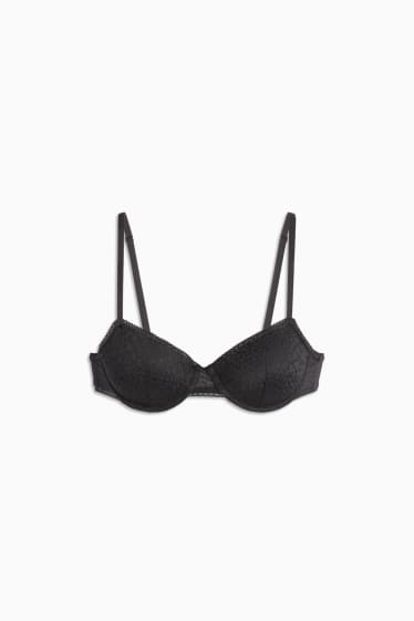 Femei - Sutien cu armătură - DEMI - vătuit - negru