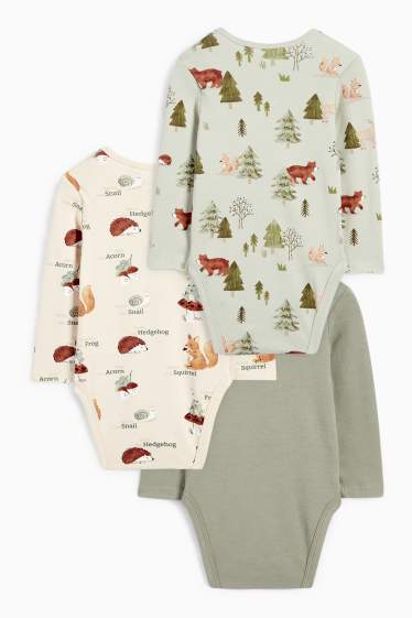 Unisex - Multipack 3 buc. - animale sălbatice - body bebeluși - verde / bej