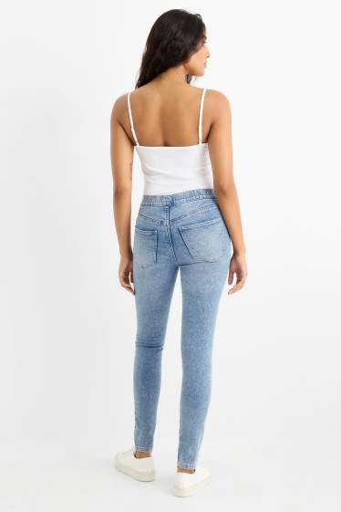 Women - Jeggings - mid-rise waist - skinny fit - denim-light blue