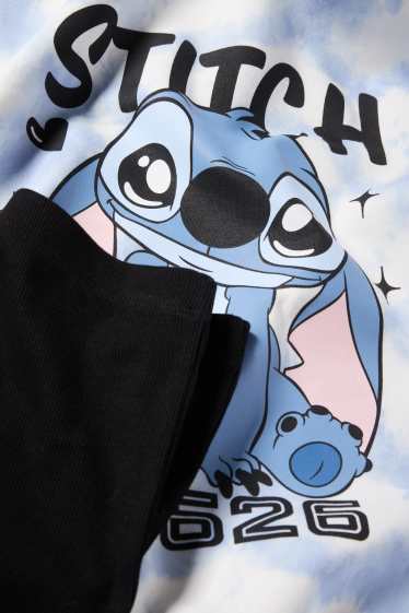 Children Girls - Lilo & Stitch - set - hoodie and flared leggings - 2 piece - blue / black